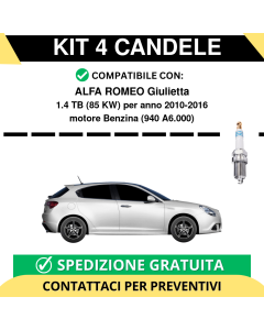 KIT 4 CANDELE per ALFA ROMEO Giulietta 1.4 TB 85 kw anno 2010-2016
