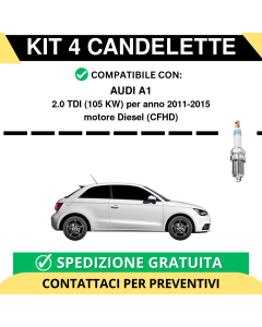 KIT 4 CANDELETTE per AUDI A1 2.0 TDI 105 kw anno 2011-2015