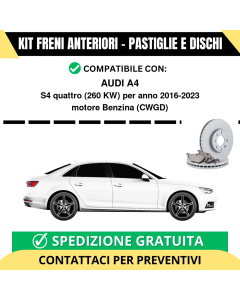 KIT FRENI ANTERIORI (Pastiglie e Dischi) per AUDI A4 S4 quattro 260 kw anno 2016-2023