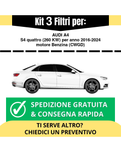 Kit 3 Filtri Tagliando per AUDI A4 S4 quattro 260 kw Benzina 2016-2024