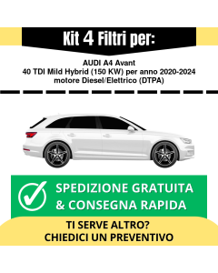 Kit 4 Filtri Tagliando per AUDI A4 Avant 40 TDI Mild Hybrid 150 kw Diesel/Elettrico 2020-2024