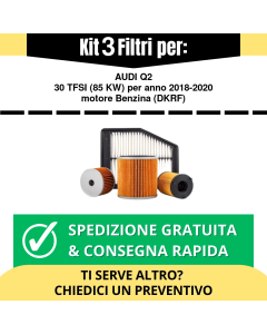 Kit 3 Filtri Tagliando per AUDI Q2 30 TFSI 85 kw Benzina 2018-2020