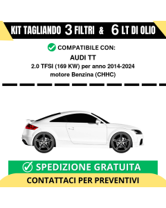 Tagliando per AUDI TT 2.0 TFSI 169 kw - 6 Lt di olio + 3 Filtri anno 2014-2024