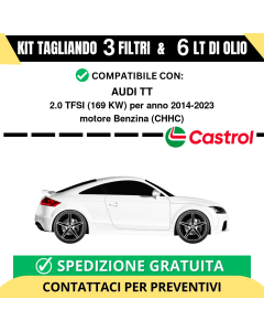 Tagliando per AUDI TT 2.0 TFSI 169 kw Benzina 2014-2024 - 6 Lt di CASTROL + 3 Filtri