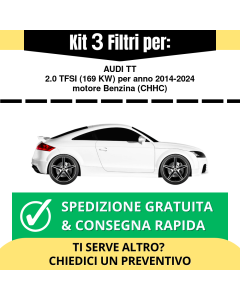 Kit 3 Filtri Tagliando per AUDI TT 2.0 TFSI 169 kw Benzina 2014-2024