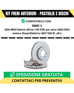 KIT FRENI ANTERIORI (Pastiglie e Dischi) per BMW 3 320d Mild-Hybrid xDrive 140 kw anno 2020-2023