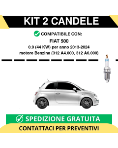KIT 2 CANDELE per FIAT 500 0.9 44 kw anno 2013-2024