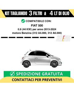 Tagliando per FIAT 500 0.9 44 kw - 4 Lt di Selenia + 3 Filtri anno 2013-2024