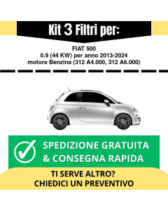 Kit 3 Filtri Tagliando per FIAT 500 0.9 44 kw Benzina 2013-2024