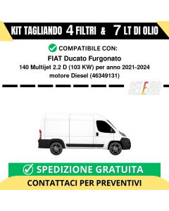 Tagliando per FIAT Ducato Furgonato 140 Multijet 2.2 D 103 kw - 7 Lt di Selenia + 4 Filtri anno 2021-2024
