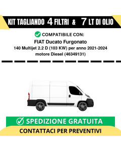 Tagliando per FIAT Ducato Furgonato 140 Multijet 2.2 D 103 kw - 7 Lt di olio + 4 Filtri anno 2021-2024