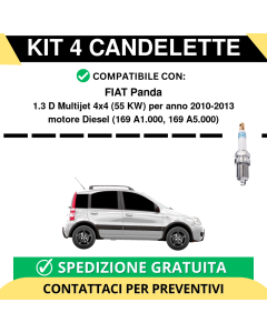 KIT 4 CANDELETTE per FIAT Panda 1.3 D Multijet 4x4 55 kw anno 2010-2013