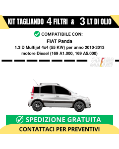 Tagliando per FIAT Panda 1.3 D Multijet 4x4 55 kw - 3 Lt di Selenia + 4 Filtri anno 2010-2013