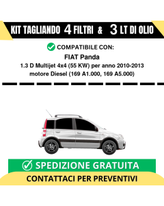Tagliando per FIAT Panda 1.3 D Multijet 4x4 55 kw Diesel 2010-2013 - 3 Lt di olio + 4 Filtri