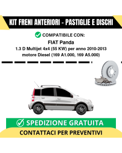 KIT FRENI ANTERIORI (Pastiglie e Dischi) per FIAT Panda 1.3 D Multijet 4x4 55 kw anno 2010-2013