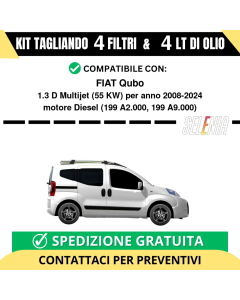 Tagliando per FIAT Qubo 1.3 D Multijet 55 kw - 4 Lt di Selenia + 4 Filtri anno 2008-2024