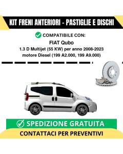 KIT FRENI ANTERIORI (Pastiglie e Dischi) per FIAT Qubo 1.3 D Multijet 55 kw anno 2008-2023