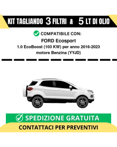 Tagliando per FORD Ecosport 1.0 EcoBoost 103 kw - 5 Lt di olio + 3 Filtri anno 2016-2023