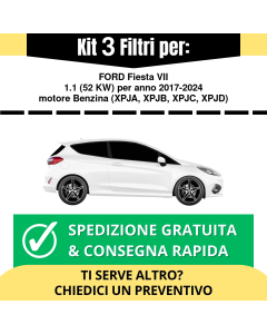 Kit 3 Filtri Tagliando per FORD Fiesta VII 1.1 52 kw Benzina 2017-2024