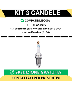KIT 3 CANDELE per FORD Focus IV 1.5 EcoBoost 134 kw anno 2018-2024