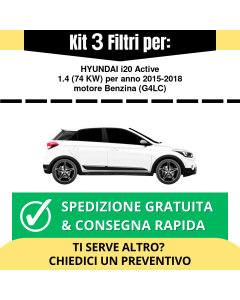 Kit 3 Filtri Tagliando per HYUNDAI i20 Active 1.4 74 kw Benzina 2015-2018