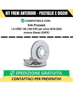 KIT FRENI ANTERIORI (Pastiglie e Dischi) per KIA Proceed 1.6 CRDi 136 100 kw anno 2018-2023