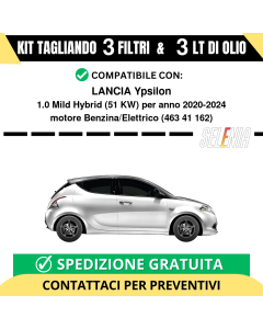 Tagliando per LANCIA Ypsilon 1.0 Mild Hybrid 51 kw - 3 Lt di Selenia + 3 Filtri anno 2020-2024