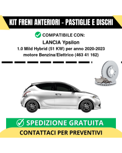 KIT FRENI ANTERIORI (Pastiglie e Dischi) per LANCIA Ypsilon 1.0 Mild Hybrid 51 kw anno 2020-2023