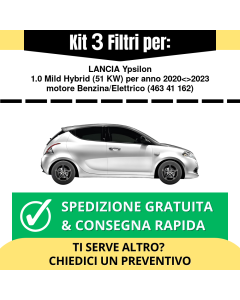 Kit Tagliando 3 Filtri per LANCIA Ypsilon 1.0 Mild Hybrid 51 kw anno 2020<>2023