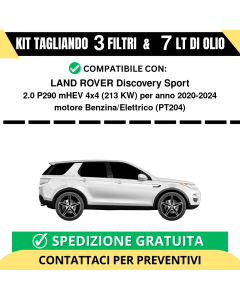 Tagliando per LAND ROVER Discovery Sport 2.0 P290 mHEV 4x4 213 kw Benzina/Elettrico 2020-2024 - 7 Lt di olio + 3 Filtri
