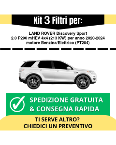 Kit 3 Filtri Tagliando per LAND ROVER Discovery Sport 2.0 P290 mHEV 4x4 213 kw Benzina/Elettrico 2020-2024