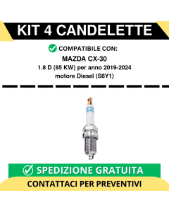 KIT 4 CANDELETTE per MAZDA CX-30 1.8 D 85 kw anno 2019-2024