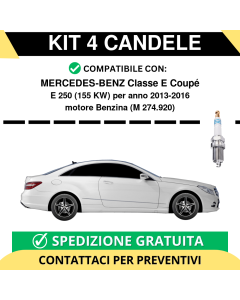 KIT 4 CANDELE per MERCEDES-BENZ Classe E Coupé E 250 155 kw anno 2013-2016