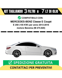 Tagliando per MERCEDES-BENZ Classe E Coupé E 250 155 kw Benzina 2013-2016 - 7 Lt di olio + 3 Filtri