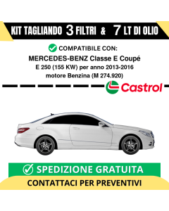 Tagliando per MERCEDES-BENZ Classe E Coupé E 250 155 kw Benzina 2013-2016 - 7 Lt di CASTROL + 3 Filtri