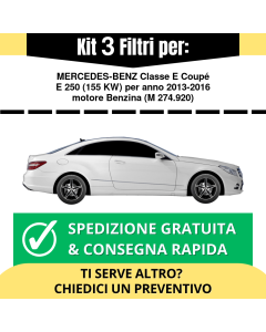 Kit 3 Filtri Tagliando per MERCEDES-BENZ Classe E Coupé E 250 155 kw Benzina 2013-2016