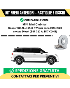 KIT FRENI ANTERIORI (Pastiglie e Dischi) per MINI Mini Clubman Cooper SD ALL4 140 kw anno 2015-2023