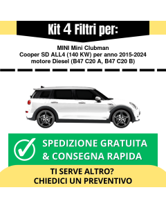 Kit 4 Filtri Tagliando per MINI Mini Clubman Cooper SD ALL4 140 kw Diesel 2015-2024
