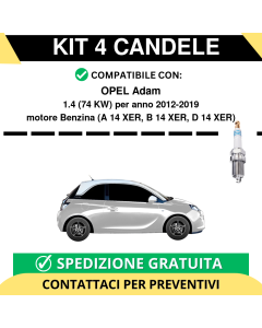 KIT 4 CANDELE per OPEL Adam 1.4 74 kw anno 2012-2019