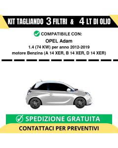 Tagliando per OPEL Adam 1.4 74 kw Benzina 2012-2019 - 4 Lt di olio + 3 Filtri