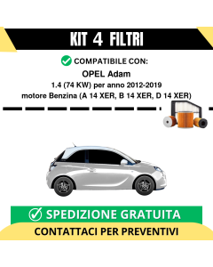 Kit 3 Filtri Tagliando per OPEL Adam 1.4 74 kw Benzina 2012-2019