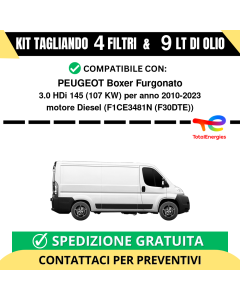 Tagliando per PEUGEOT Boxer Furgonato 3.0 HDi 145 107 kw - 9 Lt di TOTAL + 4 Filtri anno 2010-2023