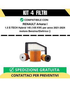 Kit 3 Filtri Tagliando per RENAULT Arkana I 1.5 E-TECH Hybrid 145 105 kw Benzina/Elettrico 2021-2024