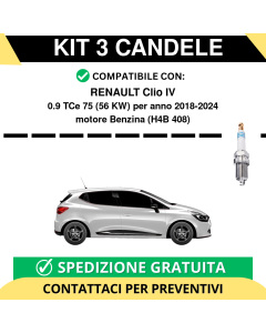 KIT 3 CANDELE per RENAULT Clio IV 0.9 TCe 75 56 kw anno 2018-2024