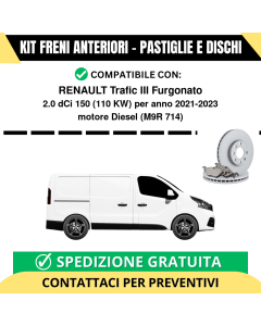 KIT FRENI ANTERIORI (Pastiglie e Dischi) per RENAULT Trafic III Furgonato 2.0 dCi 150 110 kw anno 2021-2023