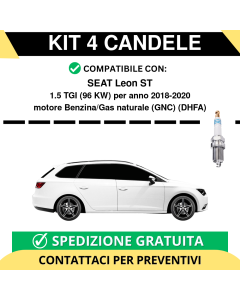 KIT 4 CANDELE per SEAT Leon ST 1.5 TGI 96 kw anno 2018-2020