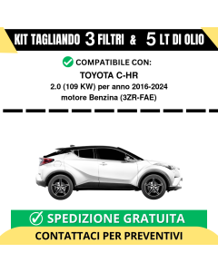 Tagliando per TOYOTA C-HR 2.0 109 kw Benzina 2016-2024 - 5 Lt di olio + 3 Filtri