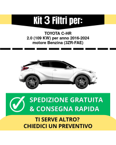 Kit 3 Filtri Tagliando per TOYOTA C-HR 2.0 109 kw Benzina 2016-2024