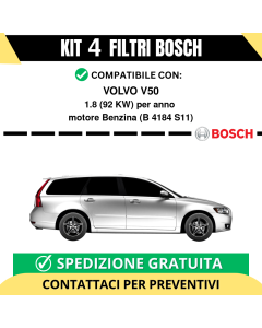 KIT BOSCH 4 Filtri tagliando per VOLVO V50 1.8 92 kw Benzina 2004-2010