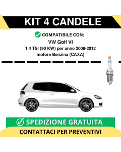 KIT 4 CANDELE per VW Golf VI 1.4 TSI 90 kw anno 2008-2012